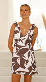 Delilah Mini Dress Chocolate Print