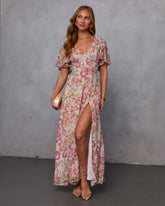 Dahlia Dreams Draped Floral Maxi Dress
