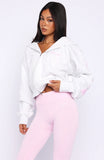 Gone Away Boxy Zip Front Hoodie Grey Marle