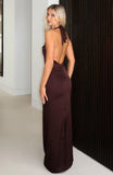 Night Time Madness Halter Maxi Dress Chocolate