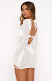 Stand And Stare Long Sleeve Mini Dress White