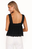 Aideen Eyelet Top Black