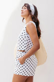 Michelle Short Set White Black Polka Dot