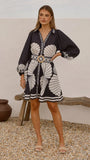 Mariel Long Sleeve Mini Dress Black
