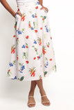 Geneva Midi Skirt Off White Red