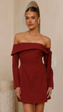 Halen Long Sleeve Mini Dress Wine