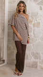 Reda Semi Sheer Pants Chocolate White Spot