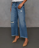 Olsen Rigid Distressed Barrel Jeans
