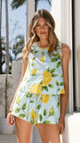 Alma Shorts Lemon Aqua Floral