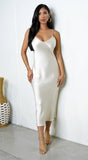 Lai Satin Midi Dress Cream