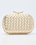 Invitation Only Faux Leather Woven Hard Case Clutch