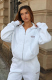 Cant Miss It Boxy Zip Front Hoodie Grey Marle Rose Gold