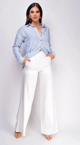 Drew Crinkle Wide Leg Pants White