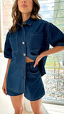 Olivia Shirt and Shorts Set Dark Denim