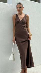 Sammie Linen Maxi Dress Chocolate