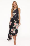Kleo One Shoulder Maxi Dress Black Floral