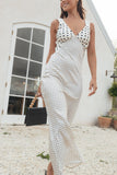 Lizza Maxi Dress White Polkadot