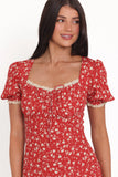 Francine Lace Midi Dress Red Floral