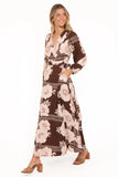 Safia Midi Dress Brown Floral