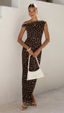 Lilani Maxi Dress Chocolate White Polka Dot