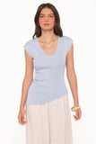 Tori Side Cinch Knitted Top Light Blue