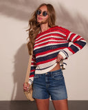 Dockside Morning Striped Knit Crochet Sweater