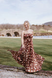 Angelique Strapless Maxi Dress Brown Floral