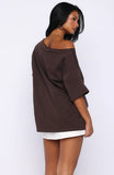 Give Me Options Off Shoulder Tee Chocolate