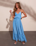 Liberty Waves Peplum Waist Maxi Dress