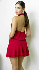 Serea Halter Ruffle Mini Dress Red