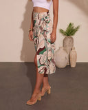 Neela Abstract Wrap Tie Cover Up Midi Skirt