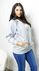 Off Duty Zip Up Boyfriend Hoodie Gray