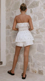 Ziva Strapless Top and Shorts Set White Polka