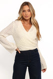 Kaelie Wrap Front Knit Top White
