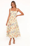 Enola Gather Midi Dress Yellow Floral