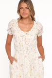 Katana Puff Sleeve Midi Dress Floral