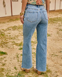 Washed Wishes Super Stretch Mid Rise Flare Leg Jeans