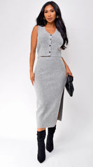 Rome Vest Skirt Set Gray
