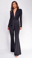 Kajsa Long Belted Jumpsuit Black