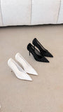 Lee Heels White Mesh Diamante