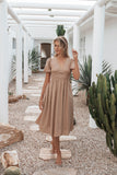 Ronnie Short Sleeve Midi Dress Tan
