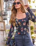 Sivanna Smocked Floral Crop Top