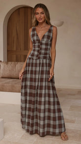 Sanya Maxi Dress Chocolate Check