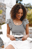 Martina Ribbed Top Black Stripe