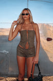Dont Speak Faux Suede Bustier Cactus
