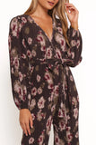 Solange Plisse Jumpsuit Steel Grey Floral