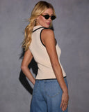 Solene Collared Contrast Trim Sweater Tank