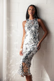 Brielle Sparkly Midi Dress Silver