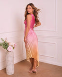 Modern Day Glam Ombre One Shoulder Asymmetrical Maxi Dress