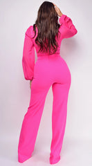 Nerine Crochet Lace Mesh Jumpsuit Ultra Pink